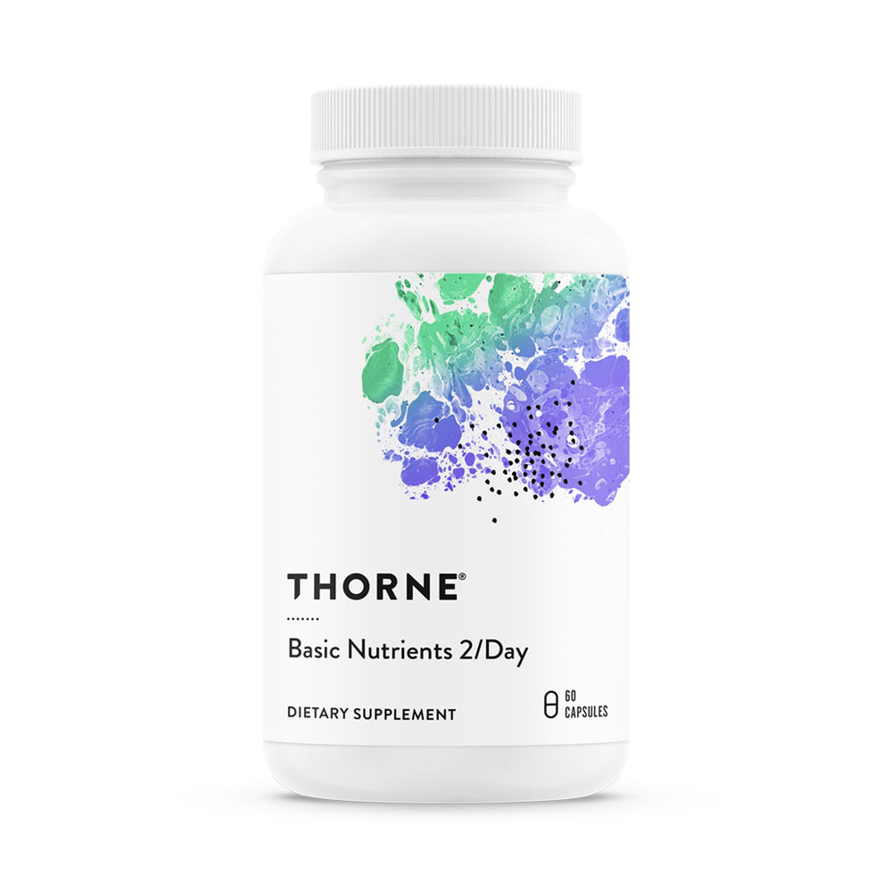 THORNE Basic Nutrients 2/Day bottle front for daily essential vitamin support.