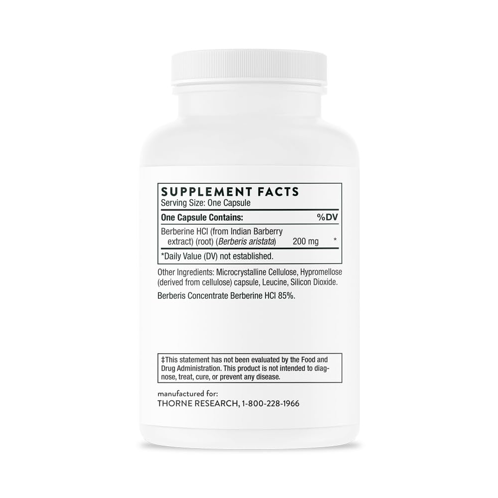 Thorne Berberine 200 mg bottle - back label
