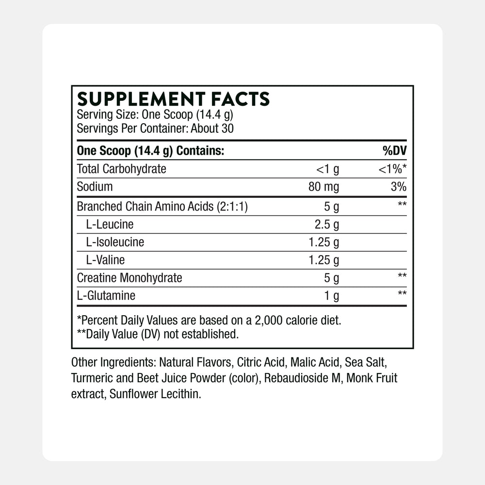 Scoop with peach mango powder beside bottle