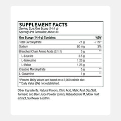 Scoop with peach mango powder beside bottle