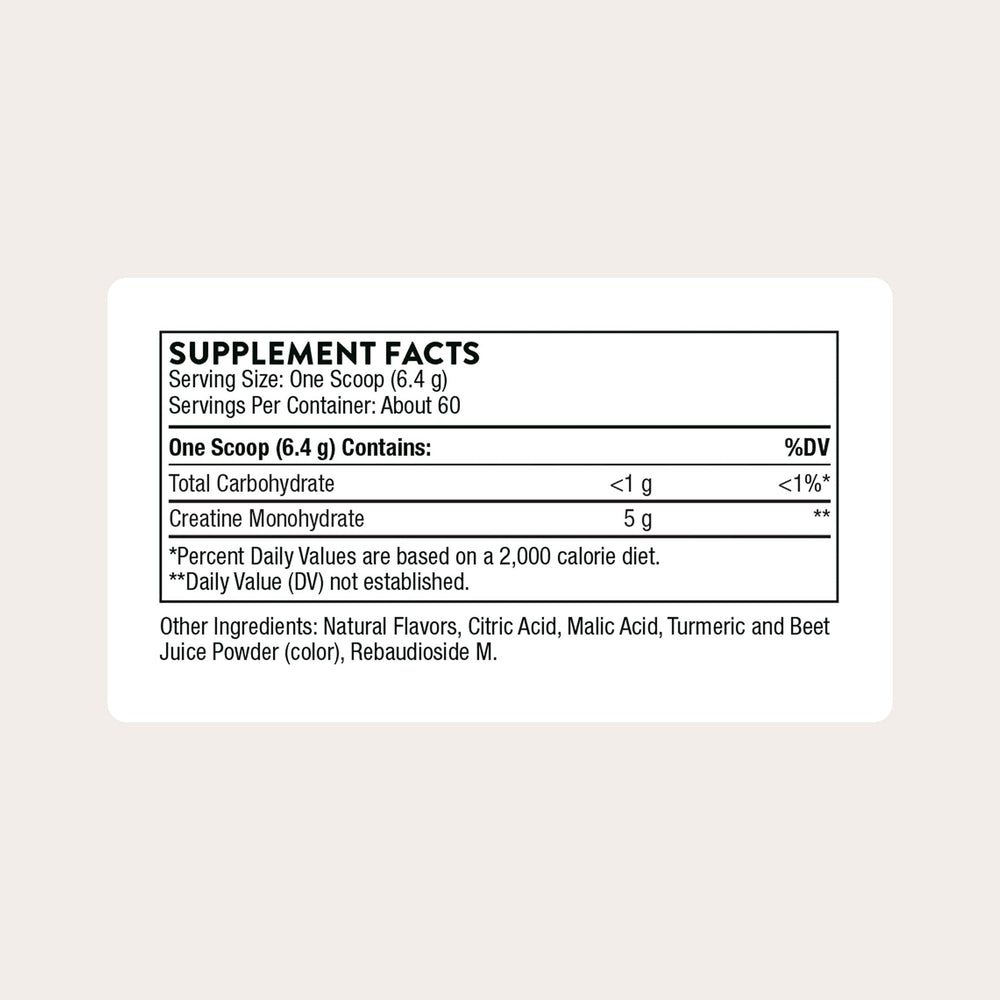 THORNE Creatine pineapple orange label showing dosage details and NSF certification for sport