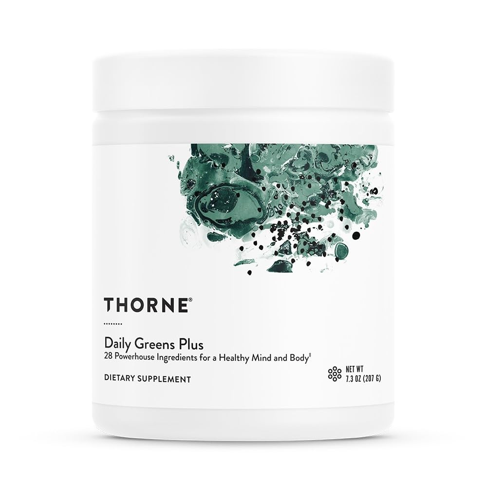 THORNE Daily Greens Plus bottle on white background