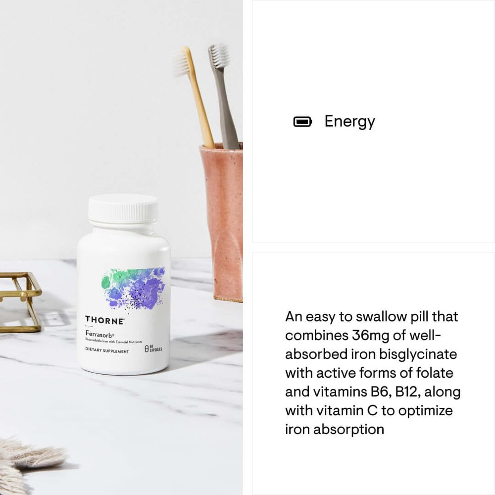 Gluten-free label on Ferrasorb bottle