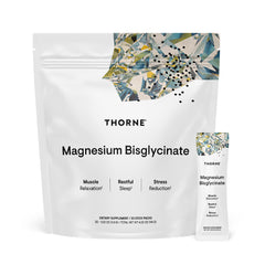 Front view of THORNE Magnesium Bisglycinate stick-pack with label