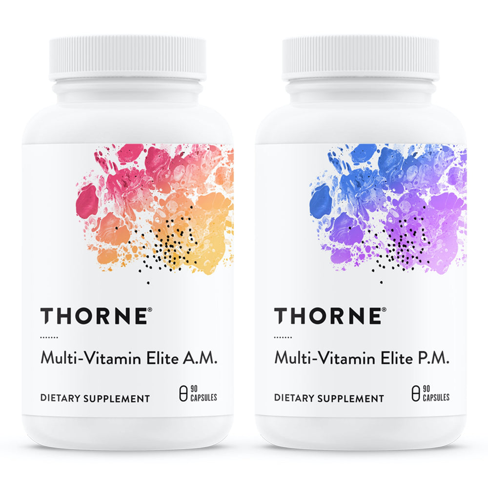 THORNE Multi-Vitamin Elite AM/PM bottle with capsules