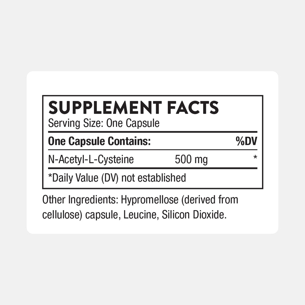 NAC 500mg capsules displayed beside bottle