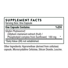 Close-up of Siliphos bottle with milk thistle and phosphatidylcholine