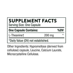 Thorne Theanine 200mg bottle label and capsules