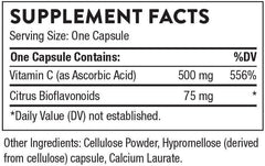 Close-up of Vitamin C capsule showing citrus bioflavonoids