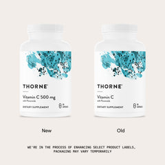 THORNE Vitamin C 500 mg capsules ready for daily wellness routine.