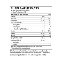 Bottle showing THORNE Whey Protein Isolate Vanilla packaging