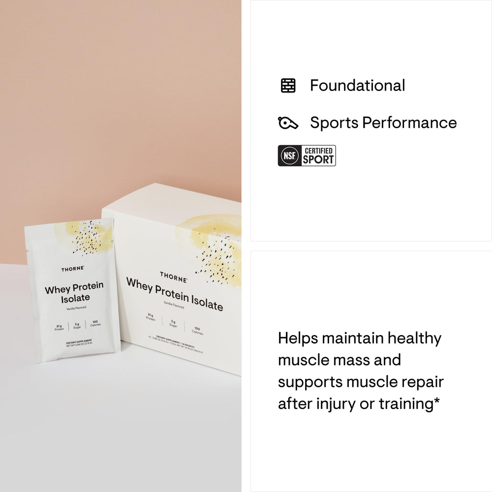 NSF Certified for Sport seal on Thorne protein packaging