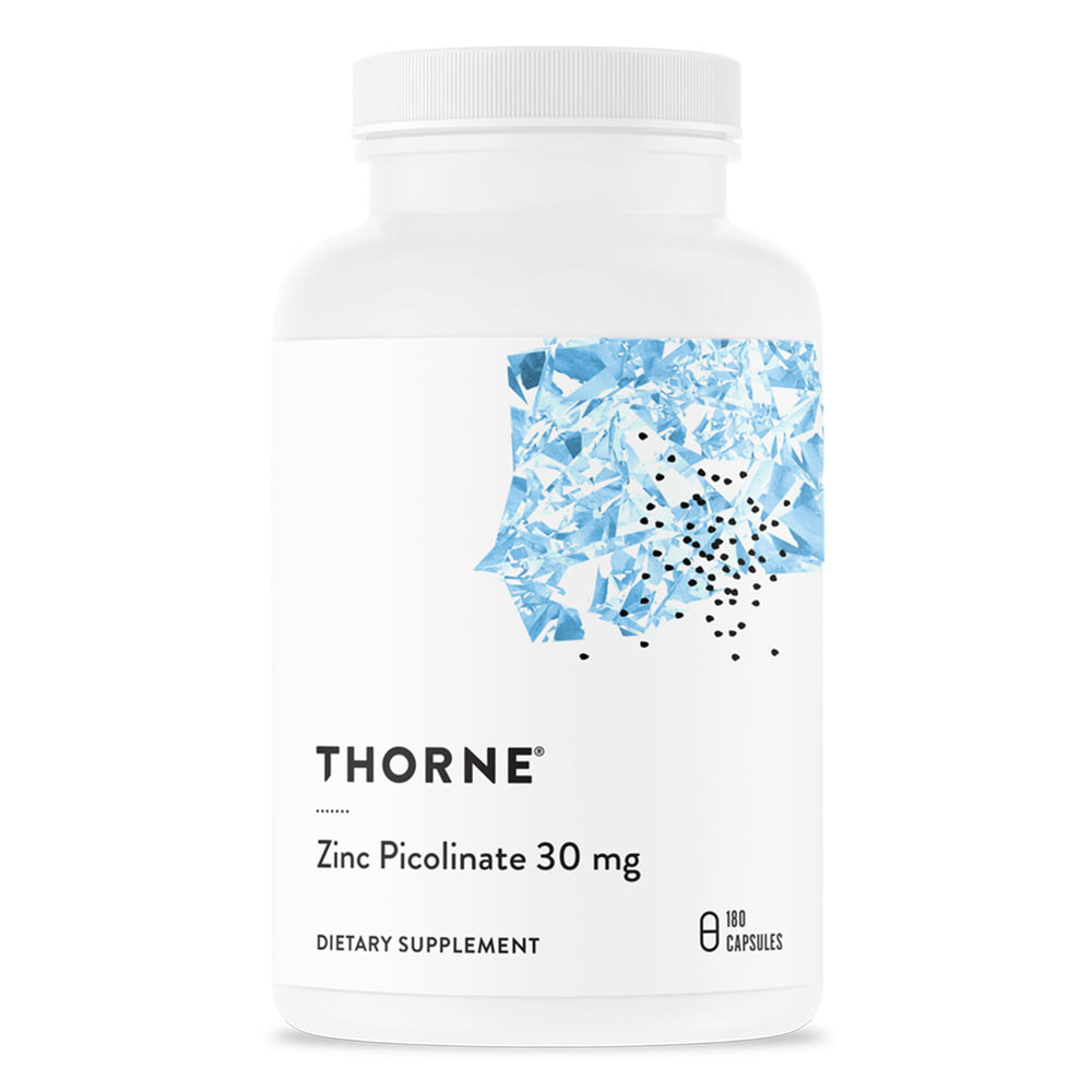 THORNE Zinc Picolinate 30 mg bottle on white background