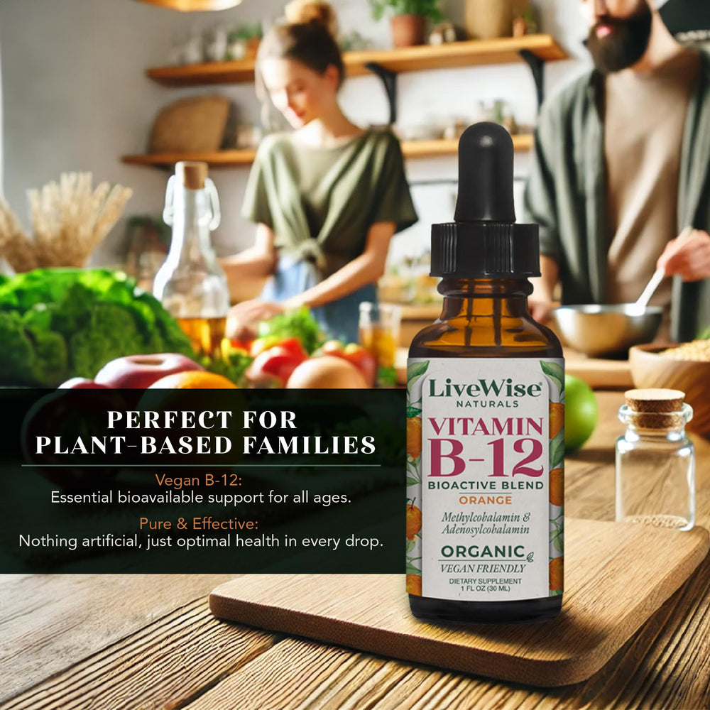 Three-ingredient formula: B12, water, organic grape alcohol.