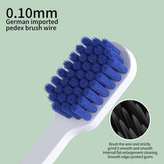 Three-pack package of adult toothbrushes