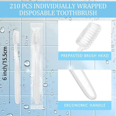 Bulk 210-pack disposable toothbrushes for hotels and travel