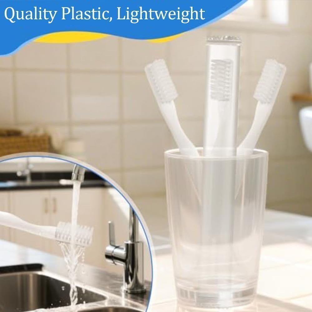 Individually wrapped toothbrushes with soft nylon bristles