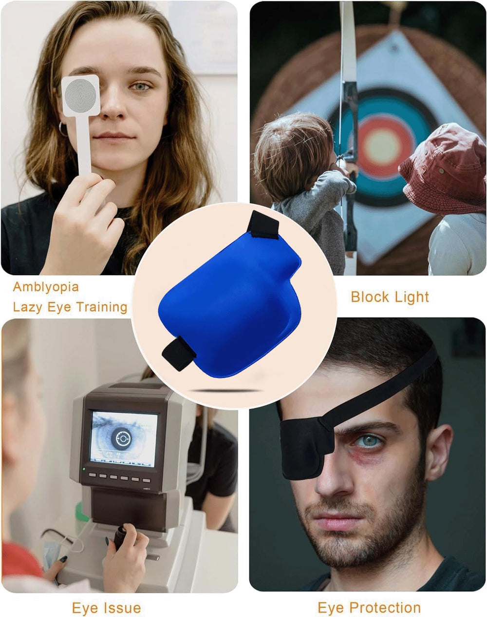 Elastic band detail of blue THSIREE eye patch