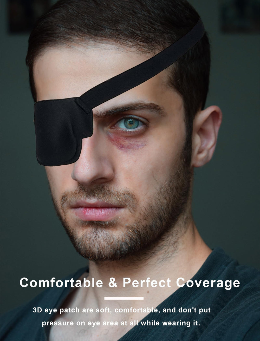 3D contoured design of THSIREE right eye patch preventing eyelid obstruction
