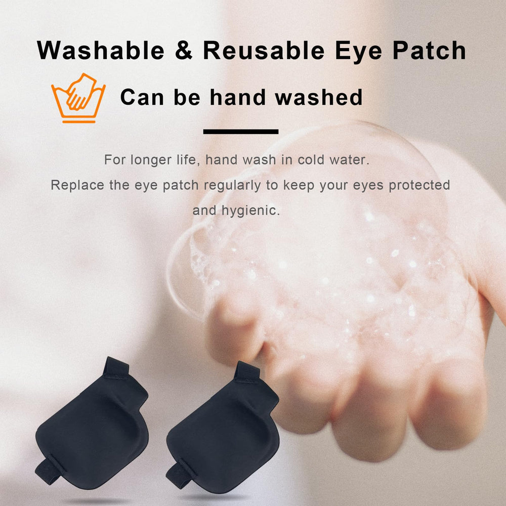 Right eye patch worn by adult for lazy eye training