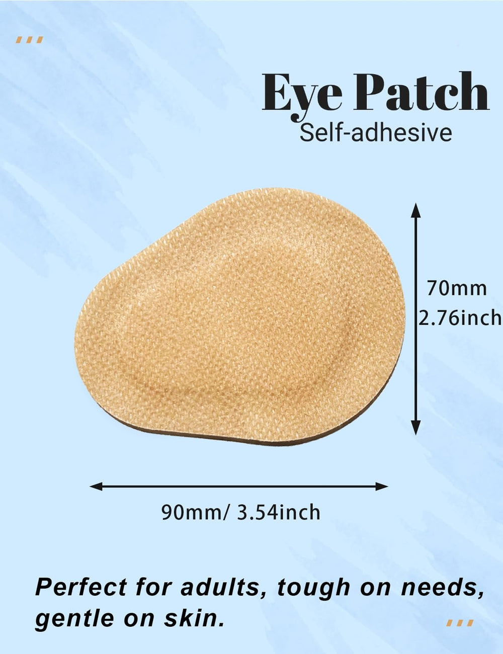 Soft non woven cotton eye patch for adults, nude, breathable