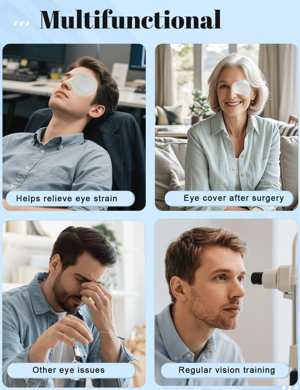 Breathable, latex-free eye patch for amblyopia and lazy eye