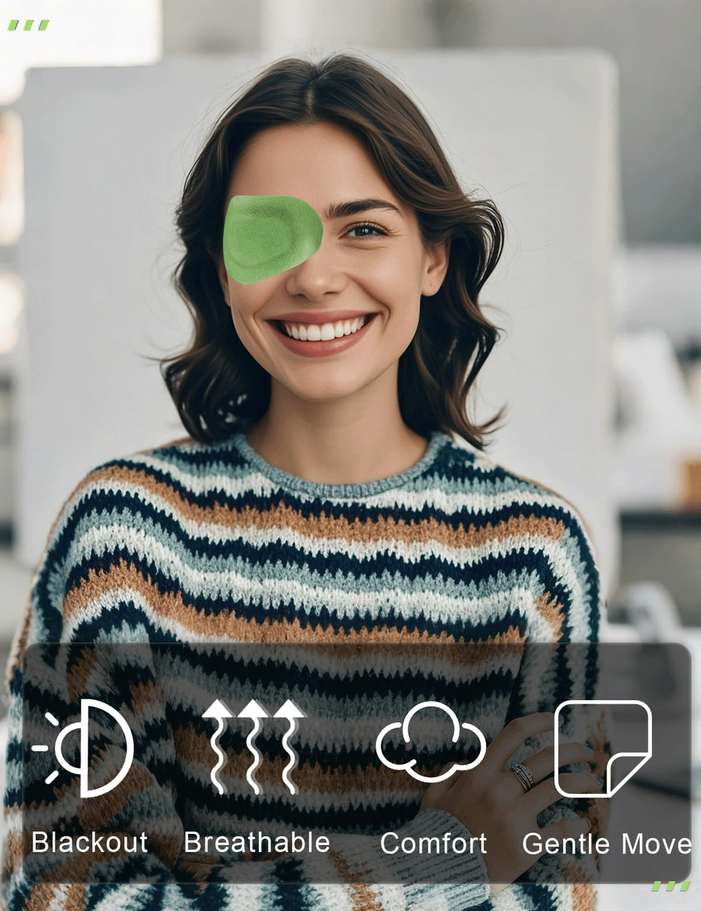 20 green eye patches, individually wrapped for travel and daily use