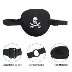 Adjustable elastic strap on pirate eye patch showing strap length