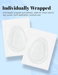 Close-up of large white eye patch made from non-woven cotton