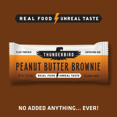 Thunderbird Real Food Bars no-added-sugar label—clean snack option for mindful snacking.