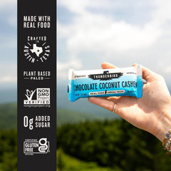 Ingredient close-up: cocoa, coconut, cashews in Thunderbird bars