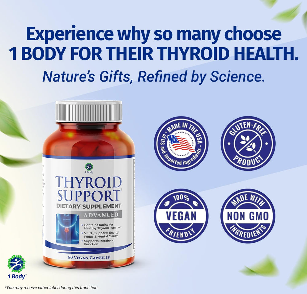 Non-GMO vegetarian thyroid support supplement packaging