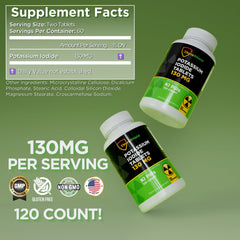 ThyroShield 130 mg KI tablets bottle back label