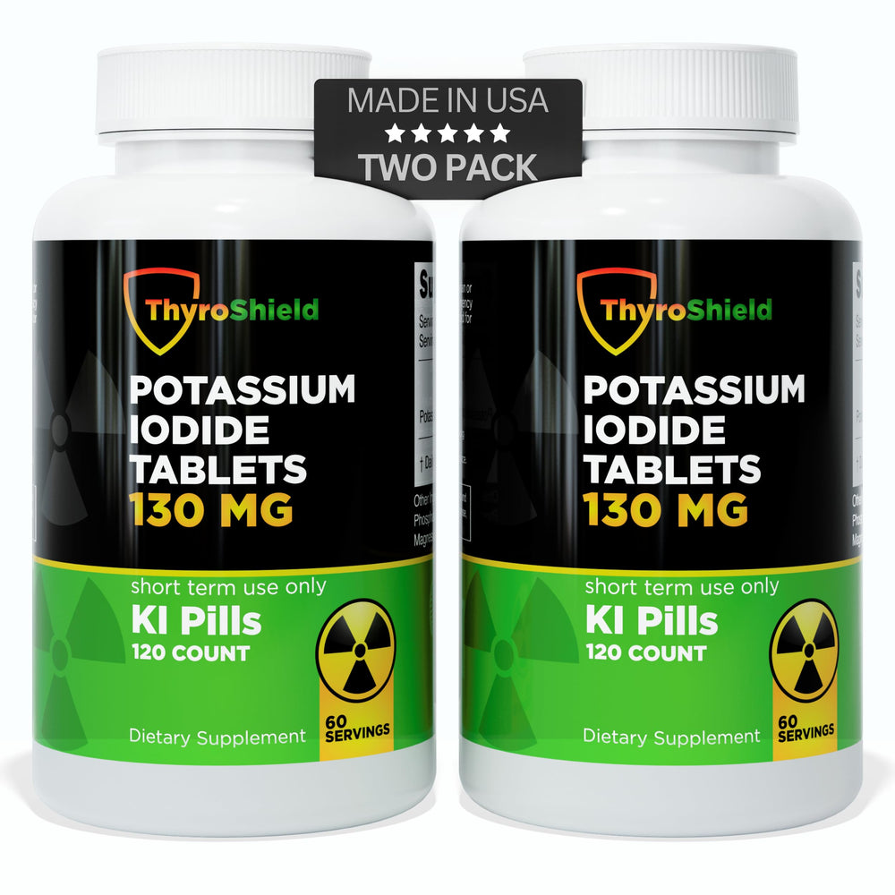 ThyroShield 130 mg potassium iodide tablets bottle front label