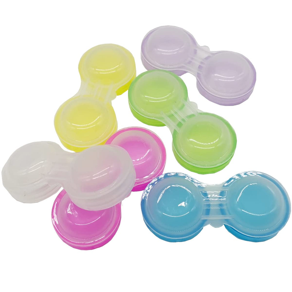 Compact travel-size plastic lens case 2 x 0.9 x 0.3 inches for left and right eyes