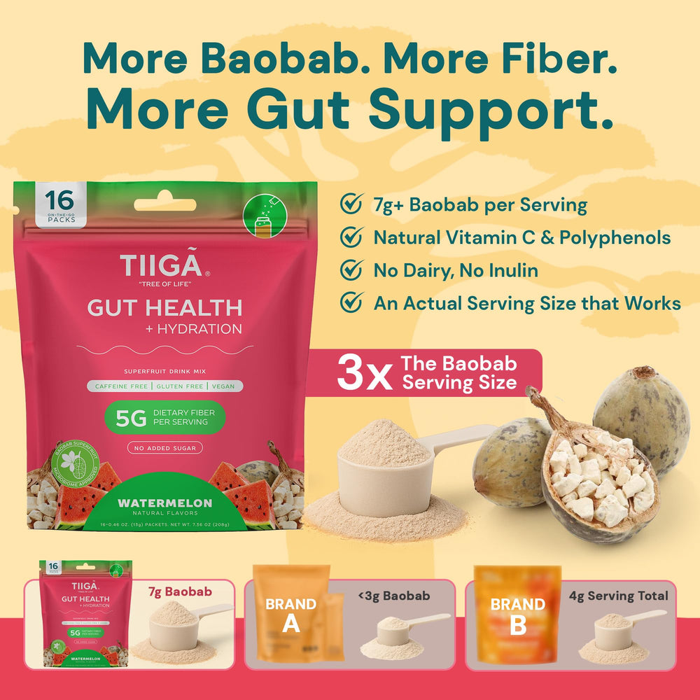 Tiiga baobab fruit close-up shows natural fiber and antioxidants.