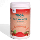 Tiiga gut-health baobab scoop close-up highlights high-fiber digestion support