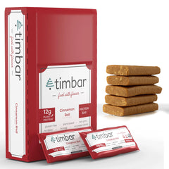 TIMBAR Protein Bars 12 Pack front packaging conveys grab-and-go energy