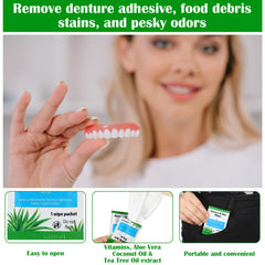 Compact travel-friendly denture wipes