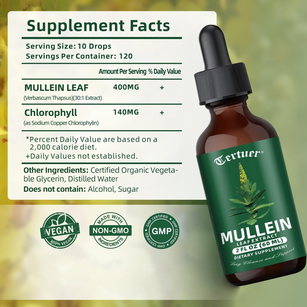 Pouring mullein tincture drops from the bottle