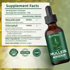 Pouring mullein tincture drops from the bottle