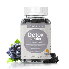 Tinies bers Detox Binder Gummies bottle front shows convenient detox support for daily health