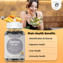 Tinies bers Detox Binder Gummies texture closeup reveals chewy gummies with sugar-free sweetness
