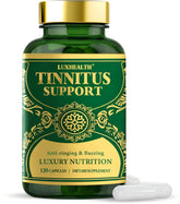Tinnitus relief supplement bottle with 120 capsules