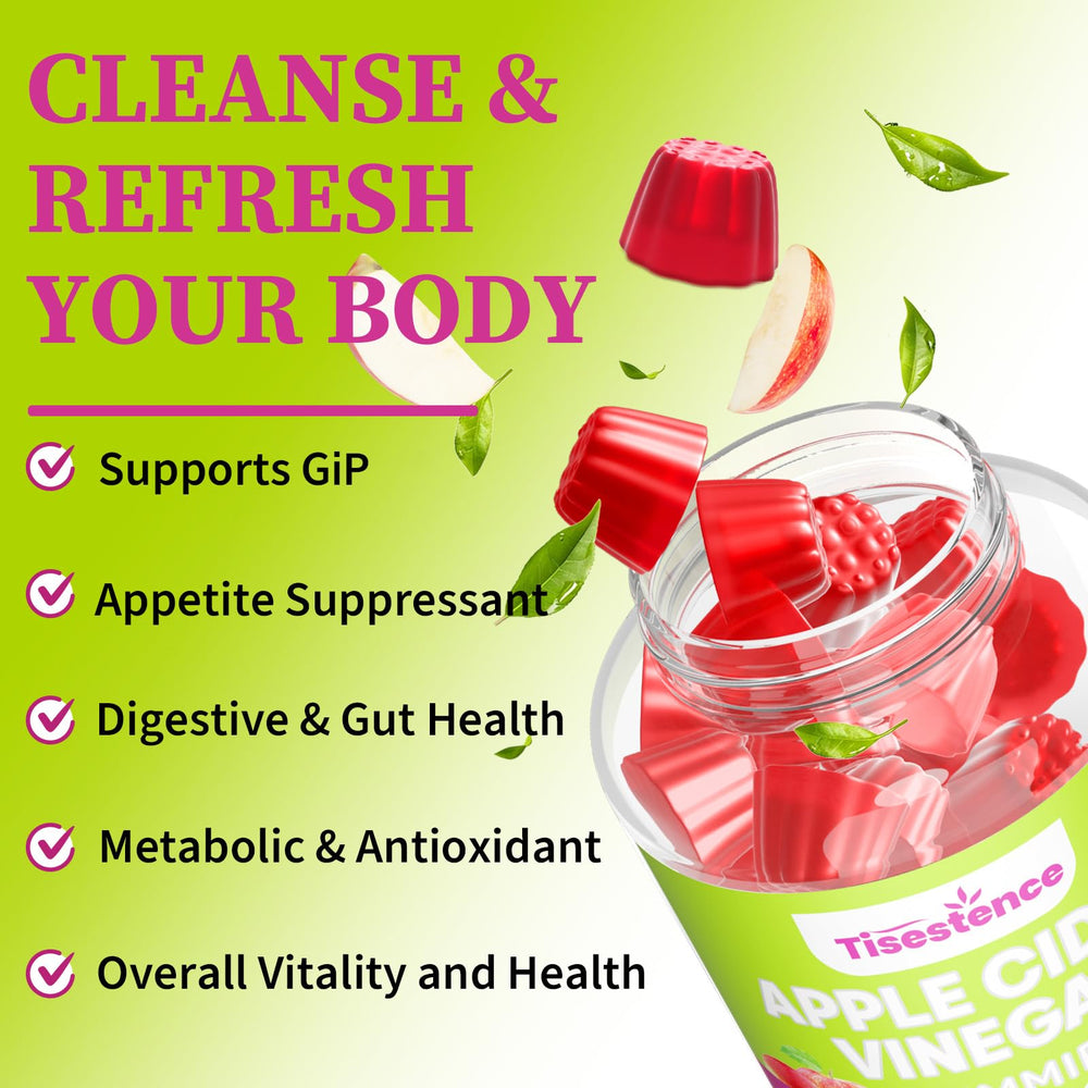 Tisestence probiotic gummies feature Lactobacillus and Bifidobacterium for digestive health.