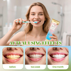 Toothpaste showing stain removal and whitening action