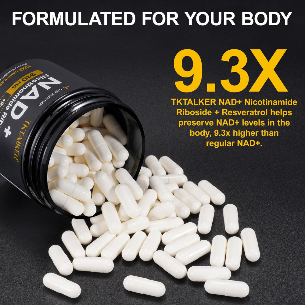 Label close-up of TKTALKER NAD bottle