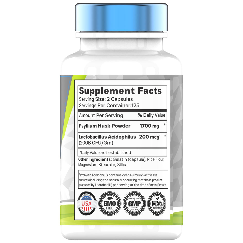 Packaging of TNVitamins Psyllium Husk Capsules