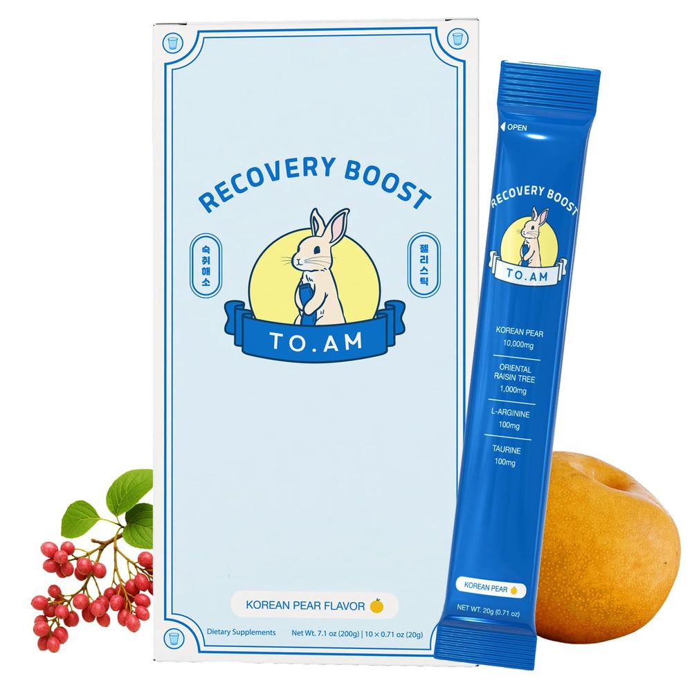 TO. AM Recovery Boost Jelly Sticks package and branding