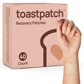 Toastpatch Recovery Patch tin opened with eight toast-shaped patches